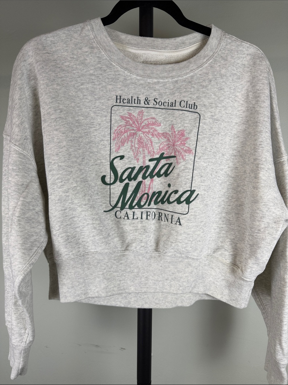 Abercrombie & Fitch Santa Monica Graphic Crewneck - Heather Gray & Pink Size M